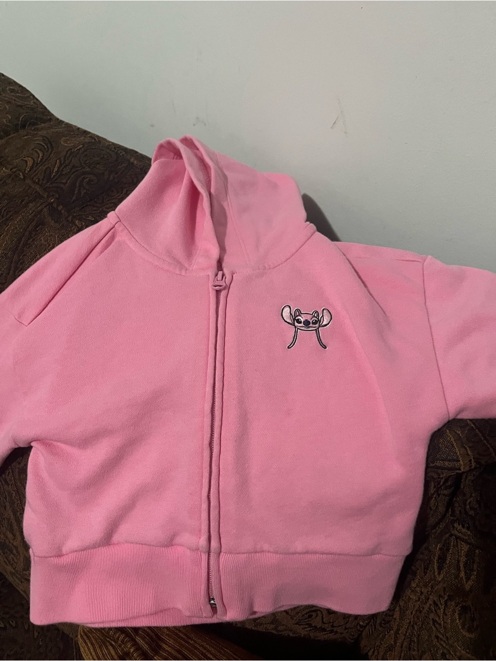 GAP Pink Kids Zip Hoodie with Small Embroidered Character